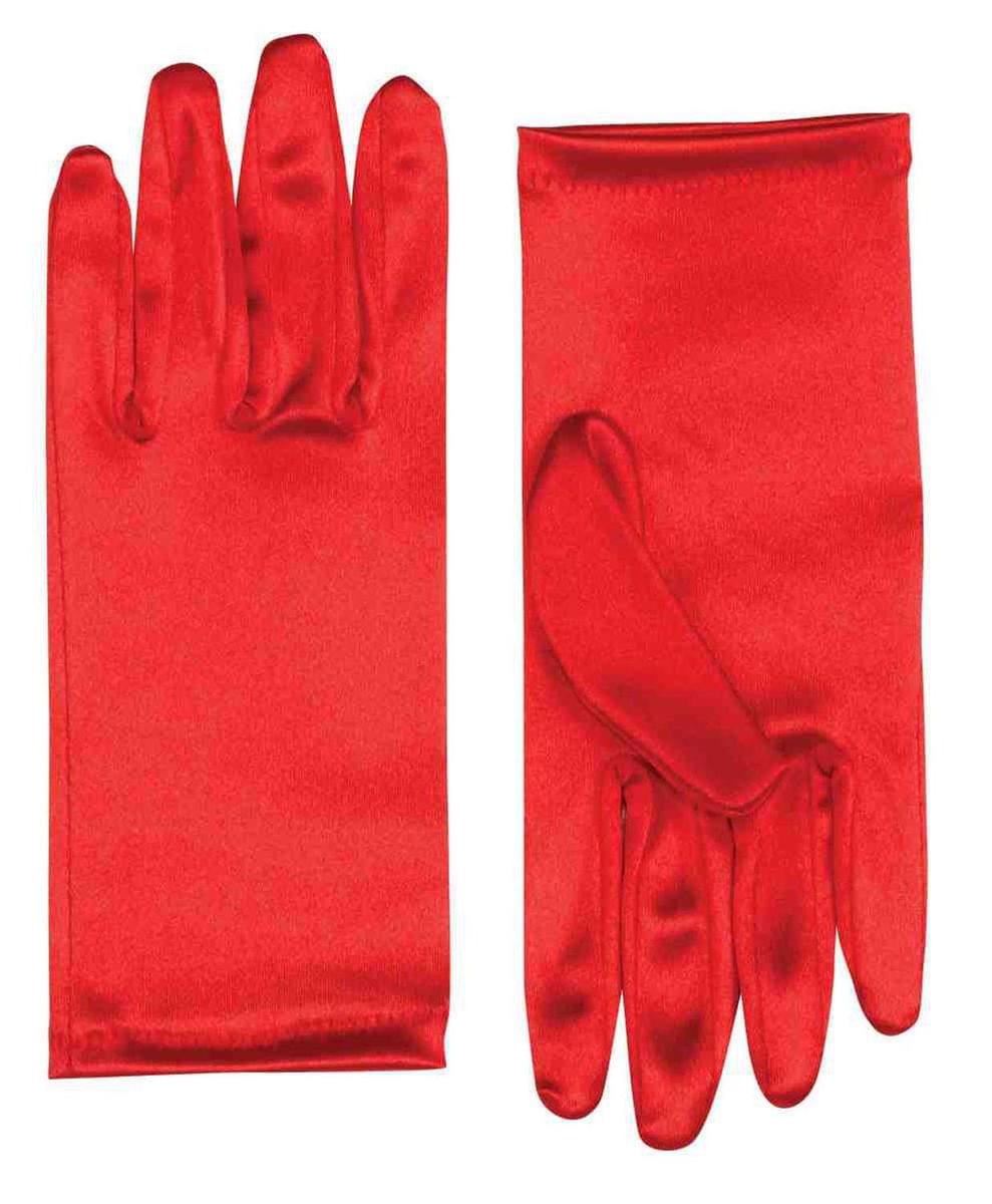 9 Red Satin Adult Female Costume Gloves