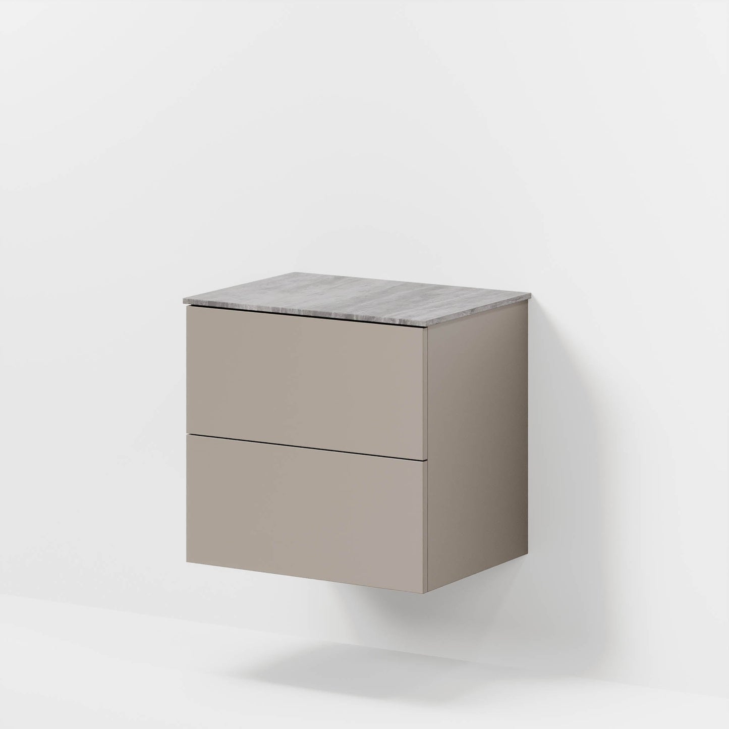 Badrumsmöbel med klassiskt Fronter - 60x46x56 cm - Beige - bänkskiva i melamin med betonglook - Vinderup