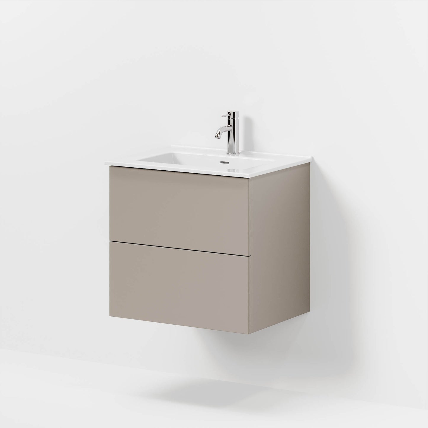 Badrumsmöbel med klassisk Fronter - 80x46x57 cm - Beige - Porslin tvättställ - Vestbjerg