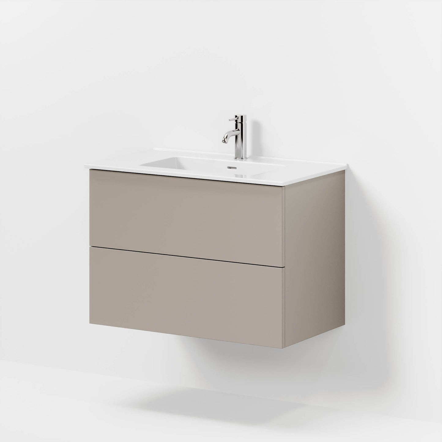 Badrumsmöbel med klassisk Fronter - 60x46x57 cm - Beige - Porslin handfat - Vestbjerg