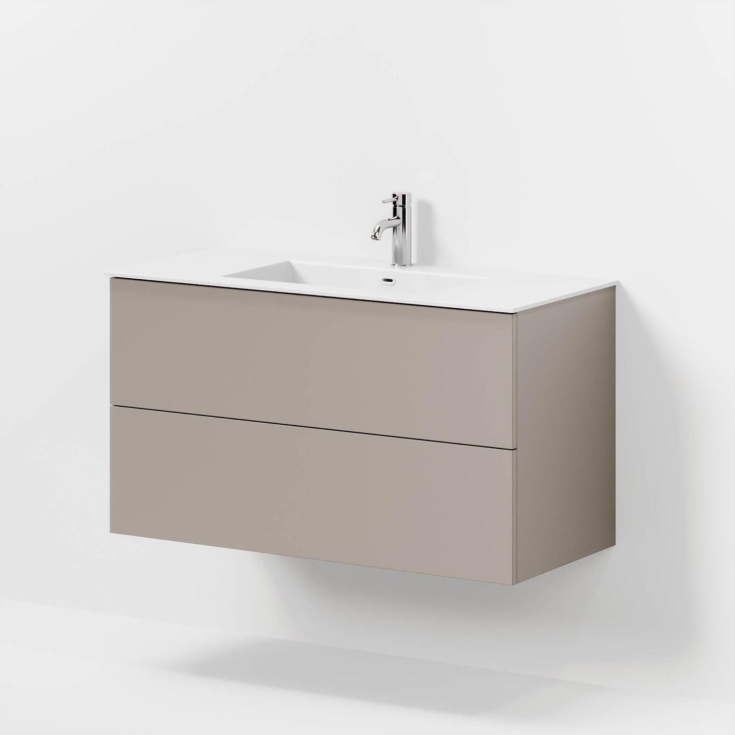 Badrumsmöbel med klassisk Fronter - 100x46x57 cm - Beige - tvättställ i solid surface - Viborg
