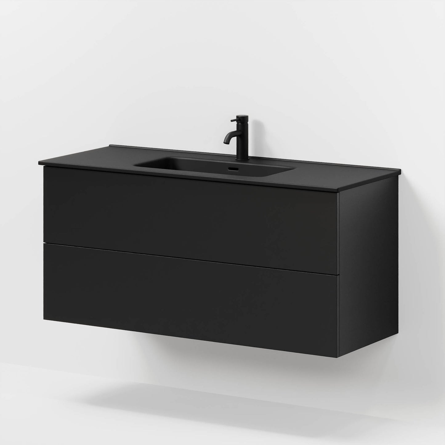Badrumsmöbel med klassisk Fronter - 120x46x57 cm - Matt svart - Porslin tvättställ - Vadum