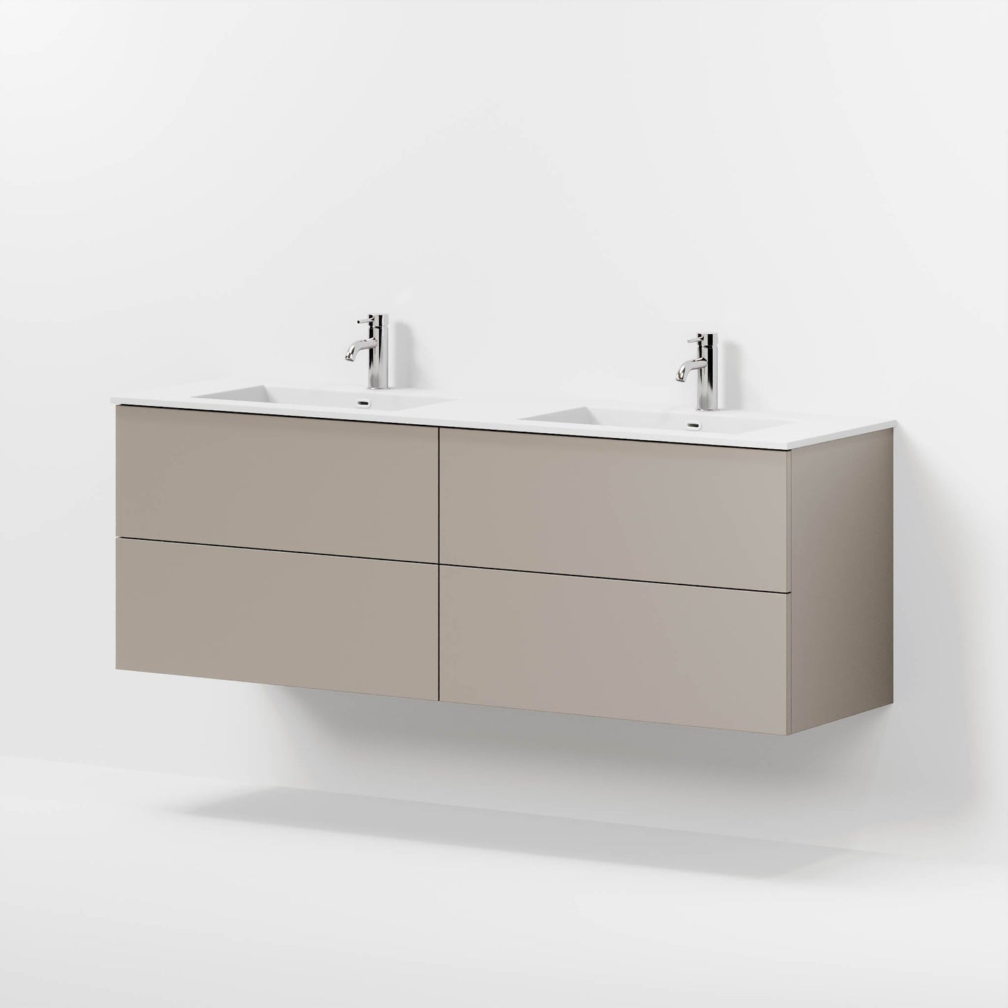 Badrumsmöbel med klassisk Fronter - 160x46x57 cm - Beige - solid surface dubbeltvättställ - Viborg