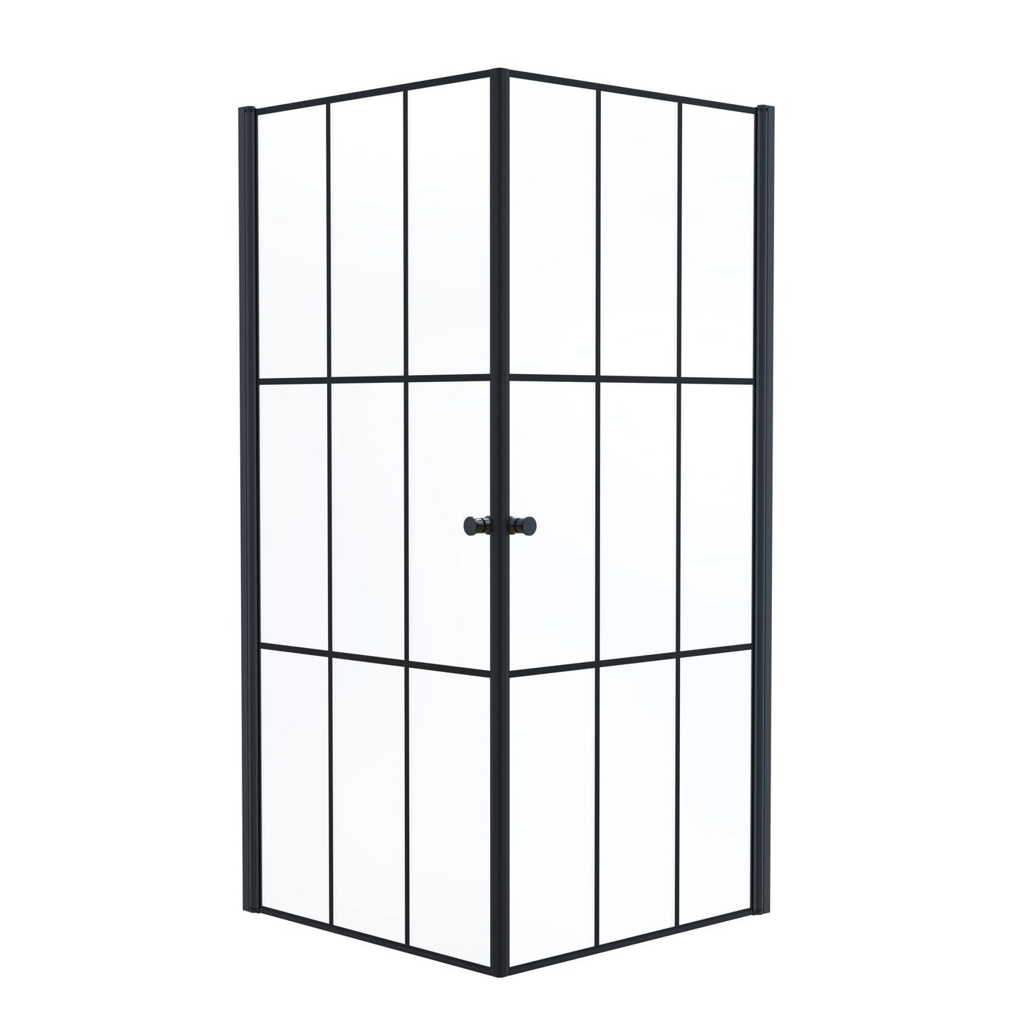 Duschhörna fyrkantig 90x90x190 cm - 5 mm klarglas med svarta spröjs - svart profil - Tulsa