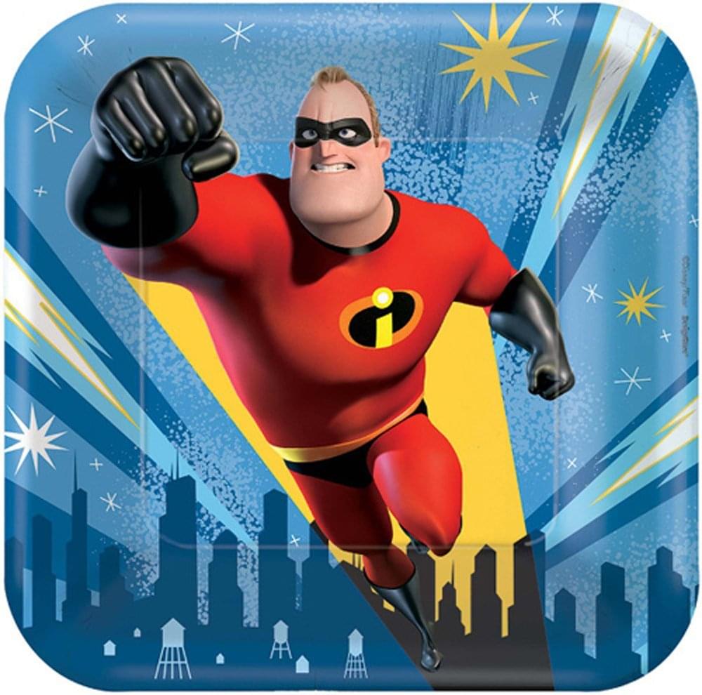 Disney/Pixar Incredibles 2 7 Square Paper Party Plates, 8-Pack