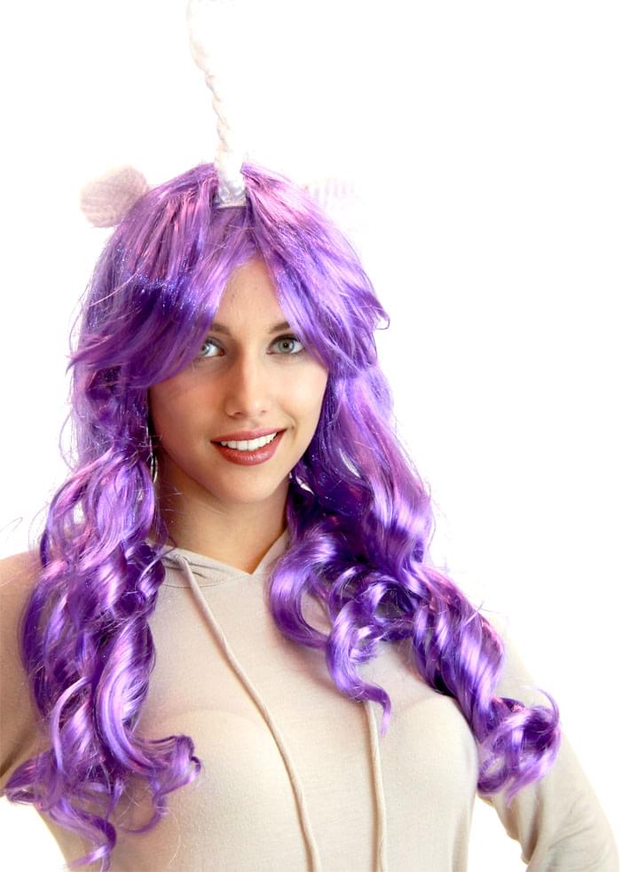Deluxe Unicorn Costume Wig With Ears Adult: Purple/Generosity