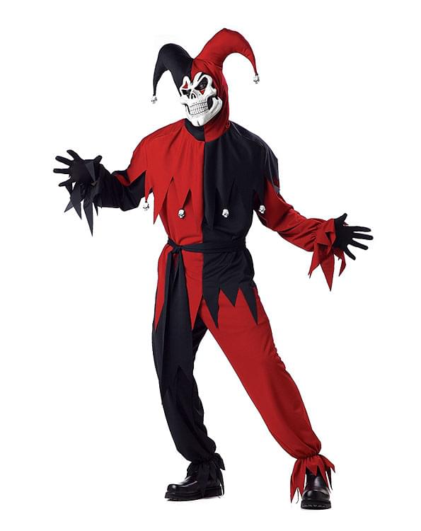 Evil Jester Costume Red & Black Adult