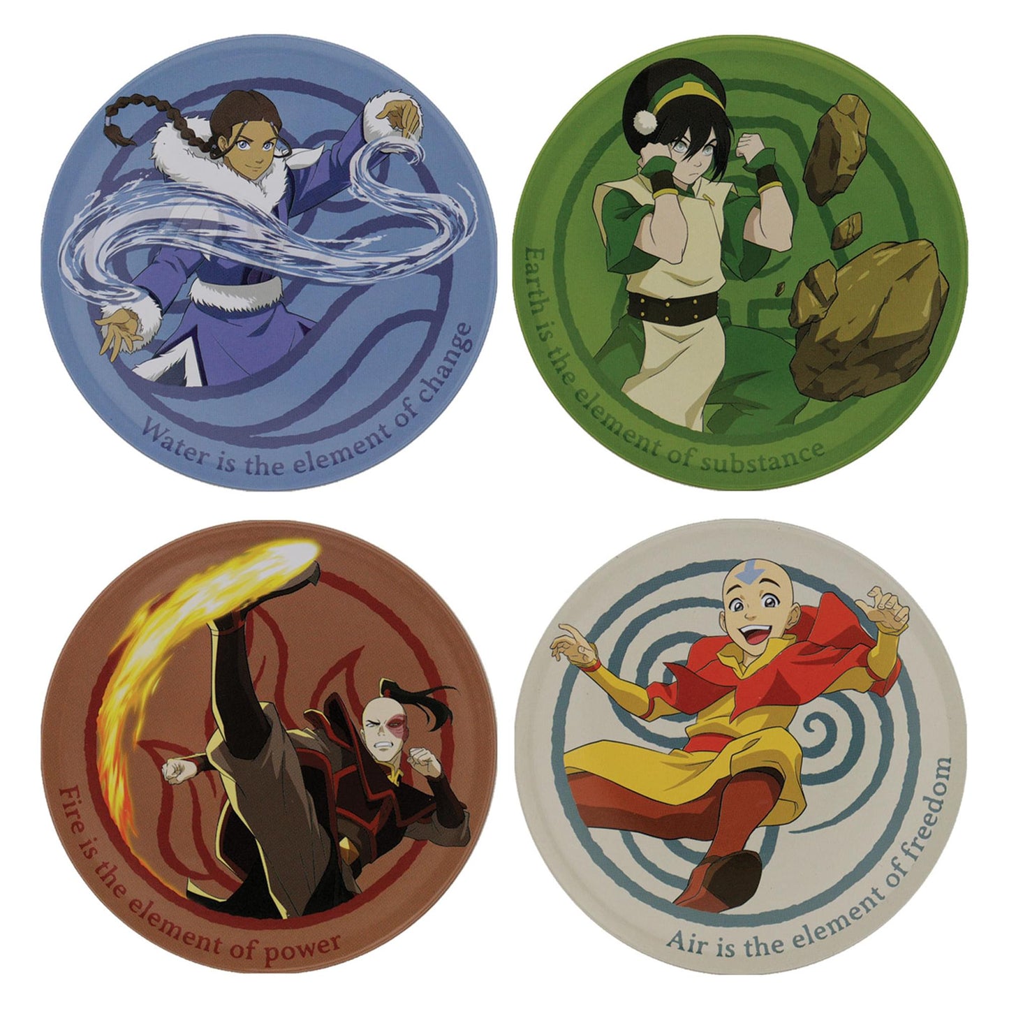 Avatar: The Last Airbender Elements 4-Piece Metal Coaster Set