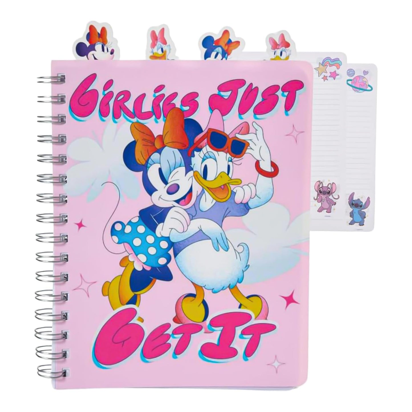 Disney Minnie Mouse and Daisy Duck Girlies Just Get It 4 Tab Spiral Journal