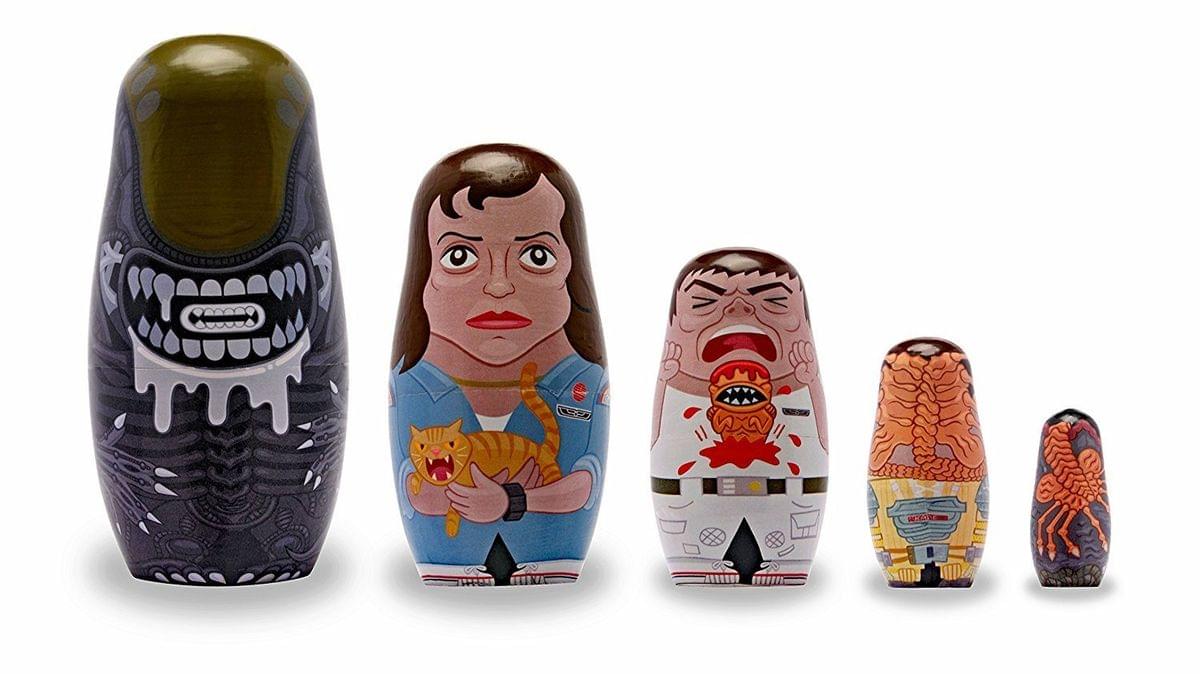 Alien 5-Piece Wood Nesting Dolls Set