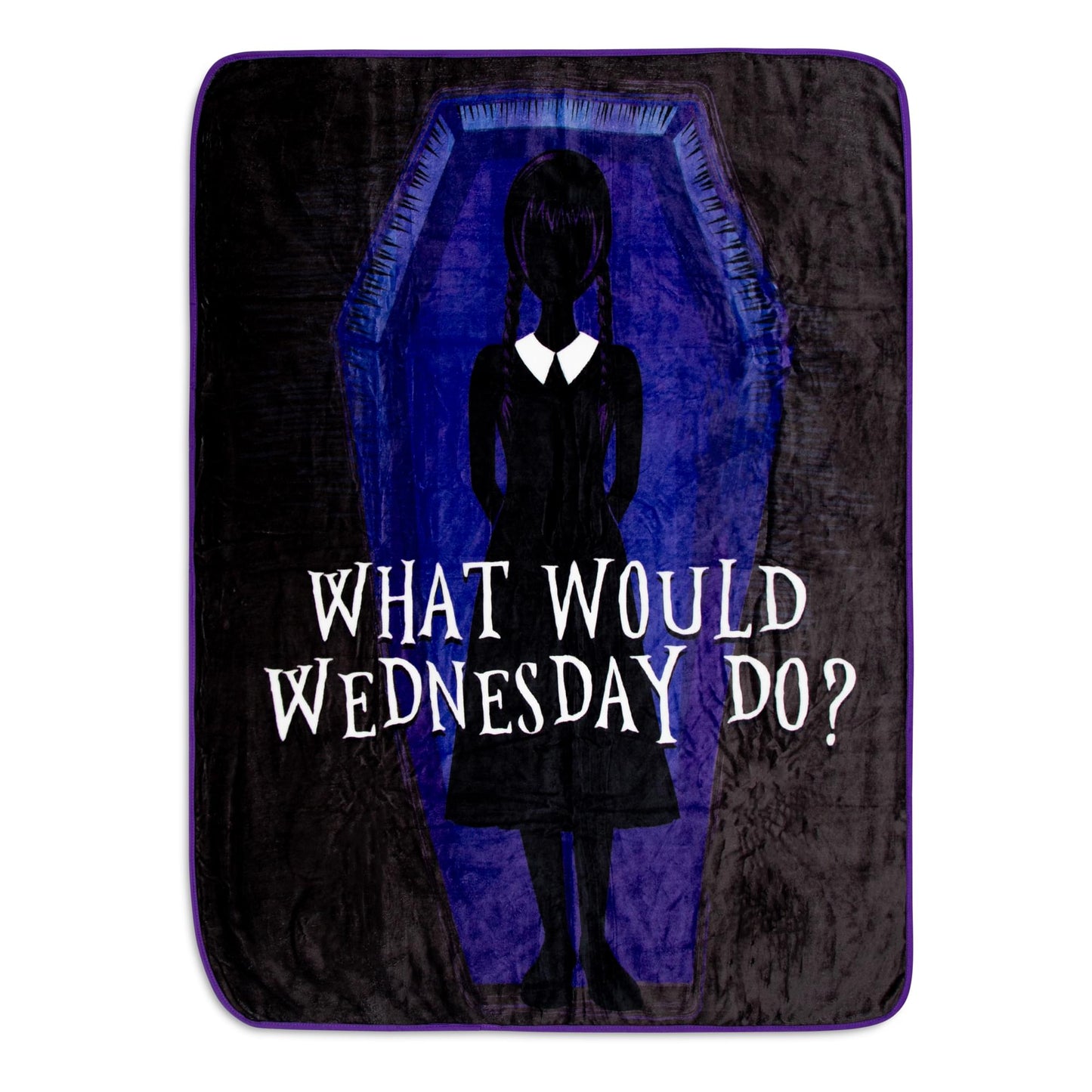 Addams Family Wednesday What Would Wednesday Do? Raschel Throw Blanket | 45 x 60 Inches