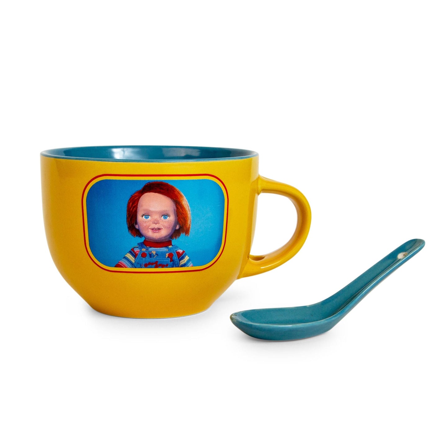 Child's Play Chucky Good Guys Ceramic Soup Mug With Spoon | Holds 24 Ounces