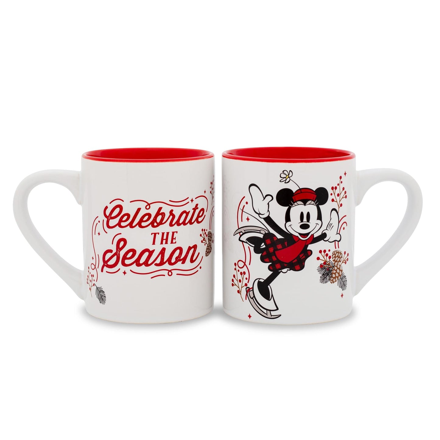 Disney Mickey and Minnie Mouse Celebrate The Season Ceramic Mugs | Set of 2