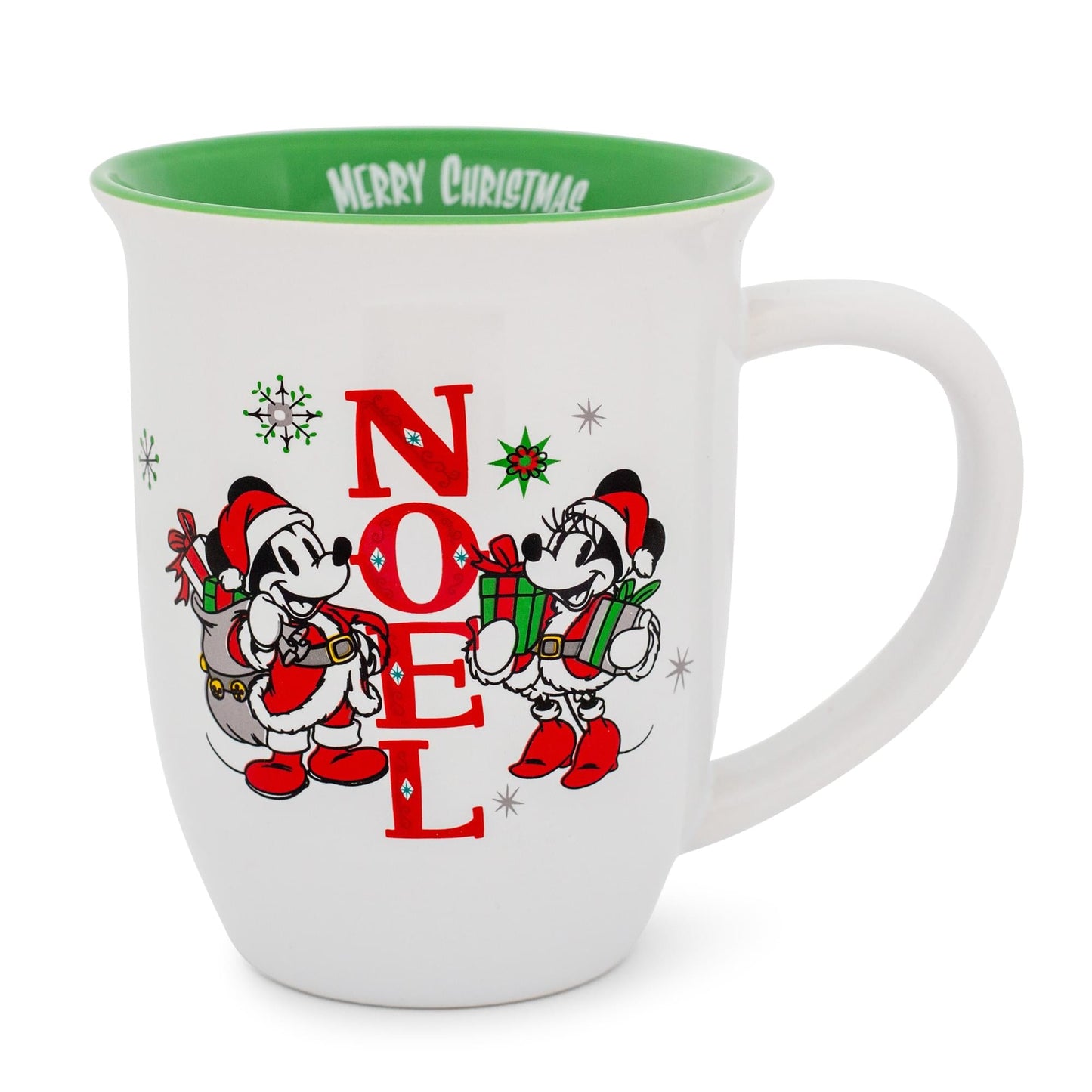 Disney Mickey and Minnie Mouse Noel Wide Rim Latte Mug | Holds 16 Ounces