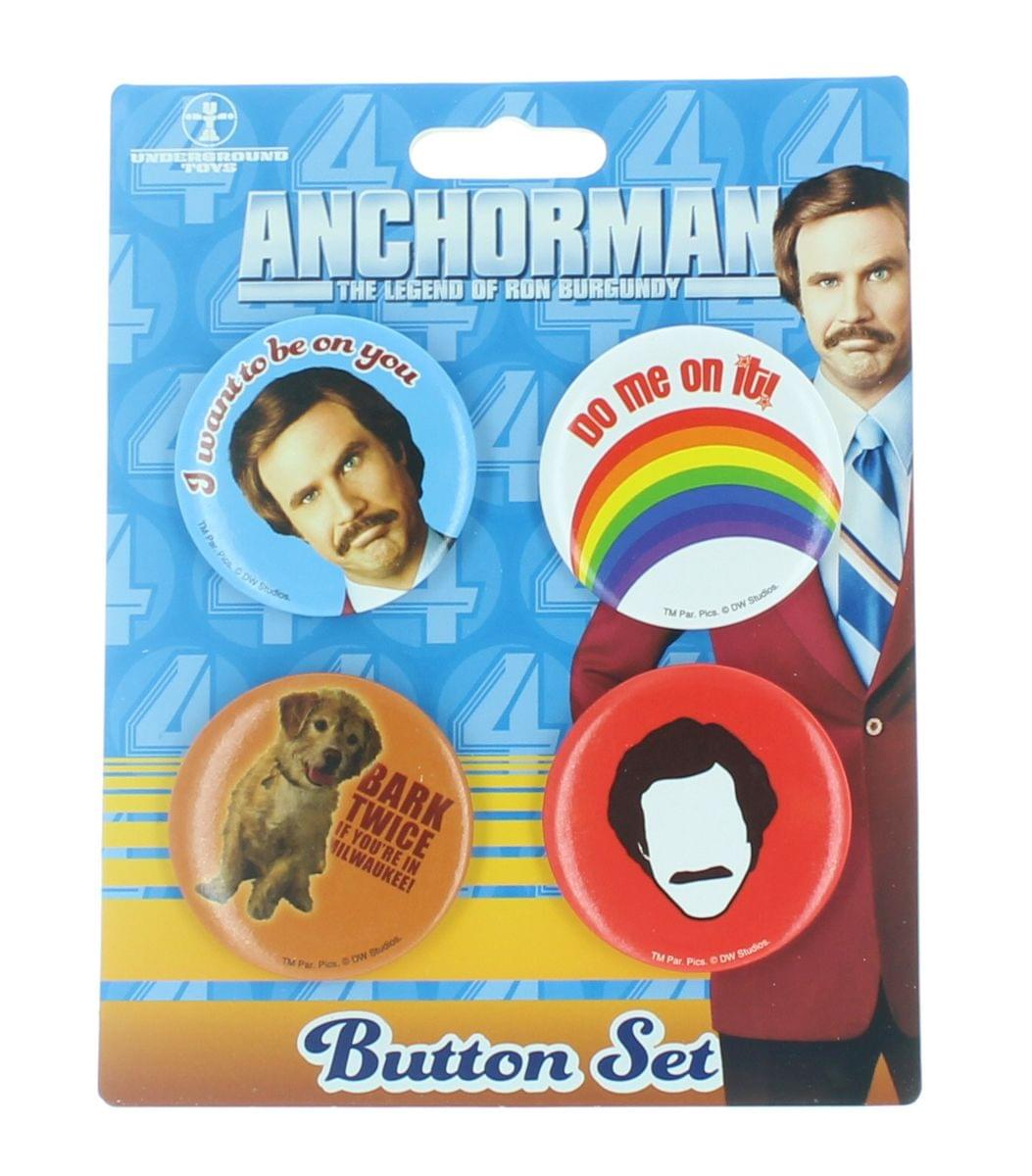 Anchorman: The Legend of Ron Burgundy 4-Piece Button Set I Want To Be On You