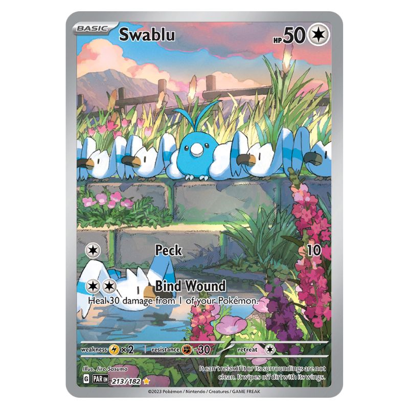 Swablu Illustration Rare - PAR #213/182 - Pokémon Scarlet & Violet: Paradox Rift
