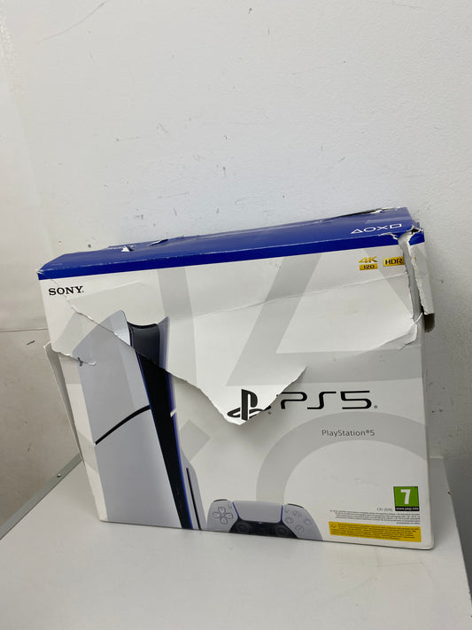 Begagnad Sony PlayStation 5 Slim Disc Edition – endast kartong skadad, fungerar som ny