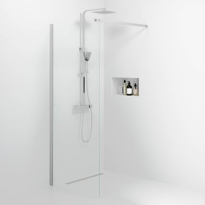 Fast duschvägg med stabiliseringsstag 80x195 cm - 5 mm klart nanoglas - kromprofil - Sandefjord