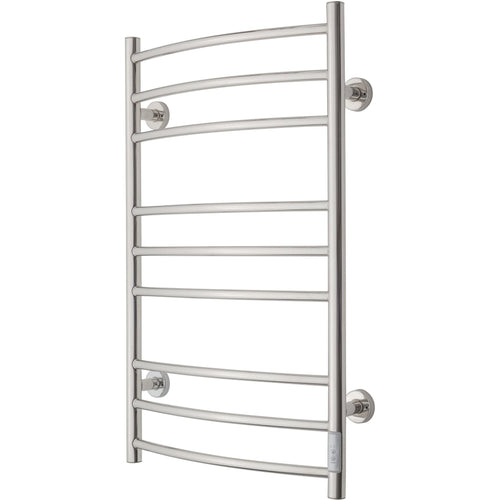 Handdukstork - 53x86 cm - för elektrisk anslutning, med termostat och timer, 9 horisontella rör - polerat rostfritt stål - ELDO 9