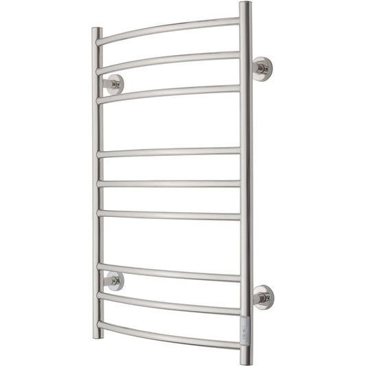 Handdukstork - 53x86 cm - för elektrisk anslutning, med termostat och timer, 9 horisontella rör - polerat rostfritt stål - ELDO 9