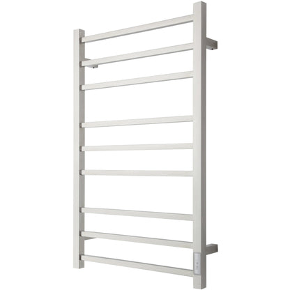 Handdukstork - 53x86 cm - för elektrisk anslutning, med termostat och timer, 9 horisontella fyrkantiga rör - polerat rostfritt stål - ELDO 9F