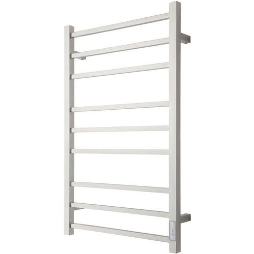 Handdukstork - 53x86 cm - för elektrisk anslutning, med termostat och timer, 9 horisontella fyrkantiga rör - polerat rostfritt stål - ELDO 9F