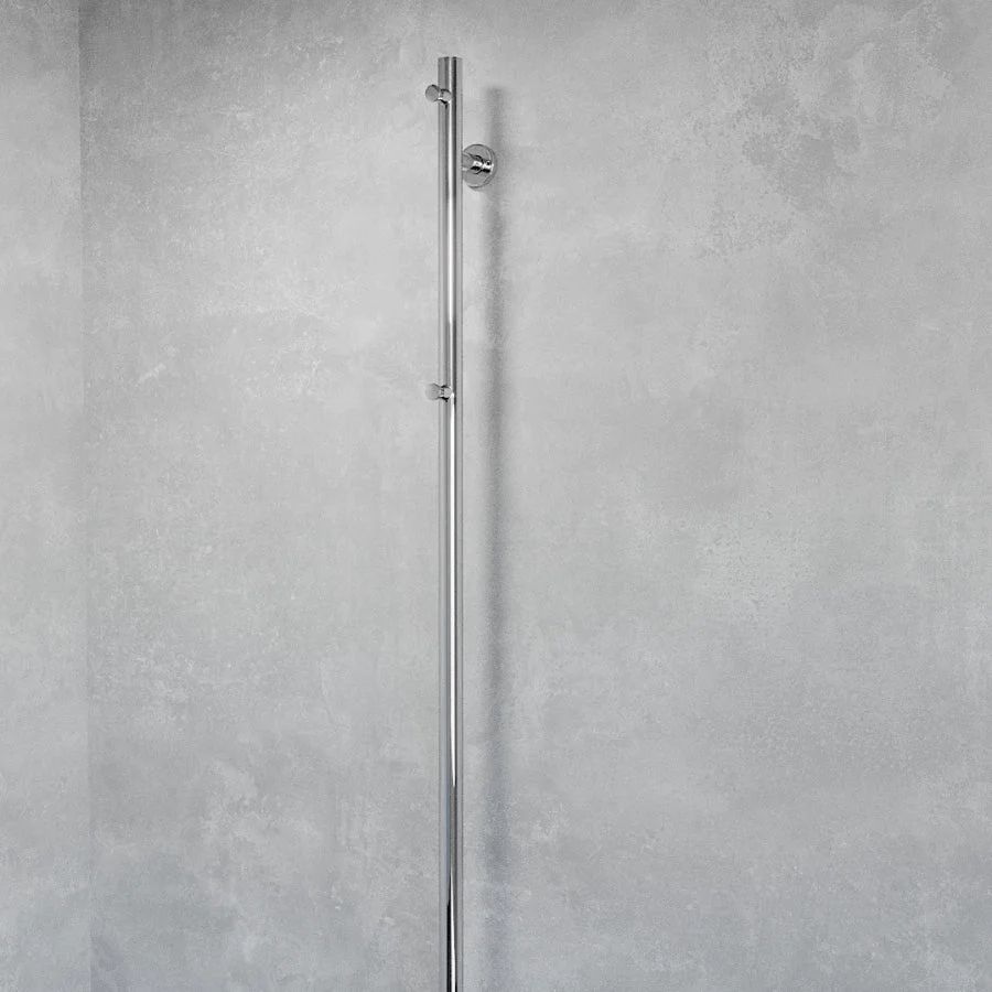 Handdukstork - 6x140 cm - för elektrisk anslutning, med termostat och timer, 1 vertikalt rör - polerat rostfritt stål - ELDO 1
