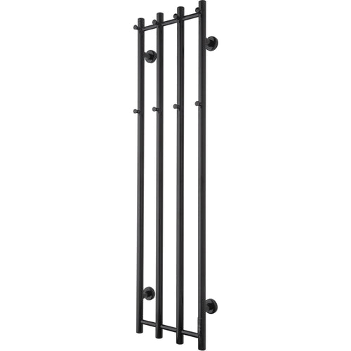 Handdukstork - 34,5x140 cm - för elektrisk anslutning, med termostat och timer, 4 vertikala rör - svart matt - ELDO 4