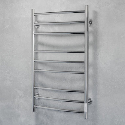 Handdukstork - 53x86 cm - för elektrisk anslutning, med termostat och timer, 9 horisontella rör - blank vit - ELDO 9