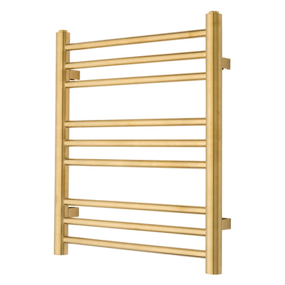 Handdukstork - 50x59 cm - för el och fjärrvärme/centralvärme, 9 horisontella rör - blank mässing - PLUS 9-500