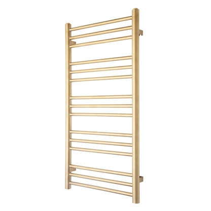 Handdukstork - 50x99 cm - för el och fjärrvärme/centralvärme, 15 horisontella rör - blank mässing - PLUS 15-500