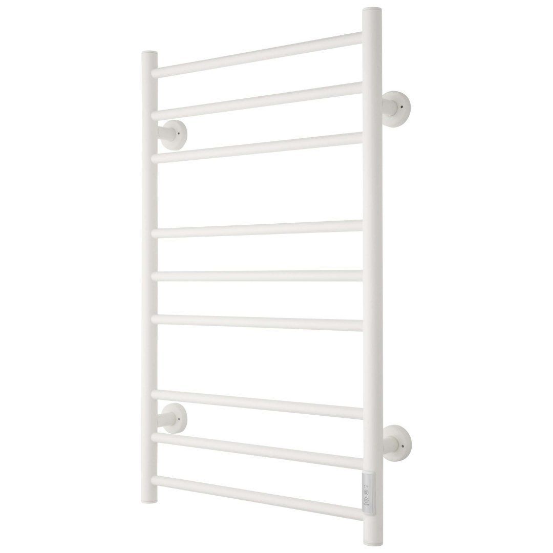 Handdukstork - 53x86 cm - för elektrisk anslutning, med termostat och timer, 9 horisontella rör - blank vit - ELDO 9
