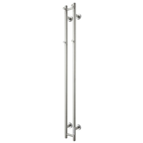 Handdukstork - 14x140 cm - för elektrisk anslutning, med termostat och timer, 2 vertikala rör - polerat rostfritt stål - ELDO 2