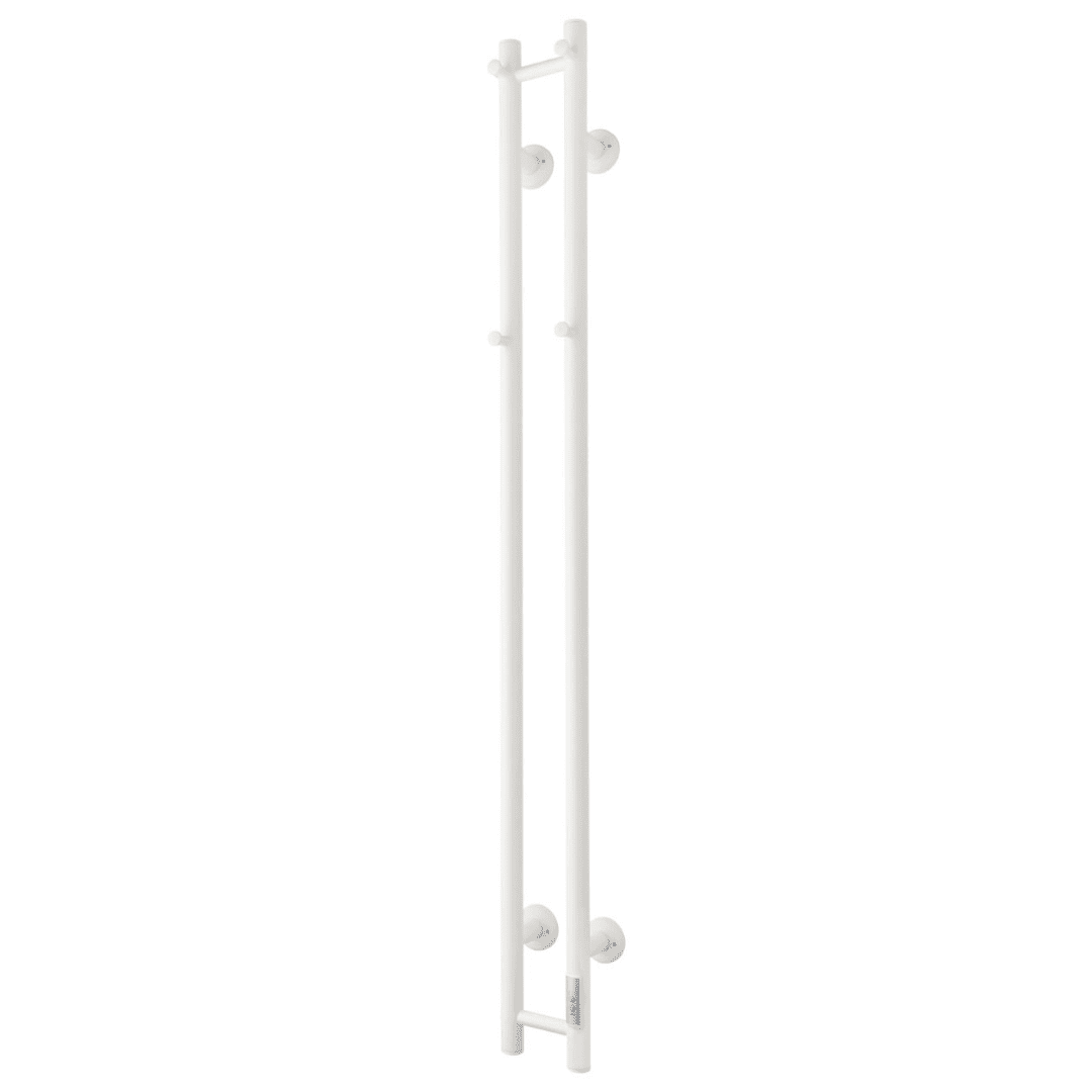 Handdukstork - 14x140 cm - för elektrisk anslutning, med termostat och timer, 2 vertikala rör - blank vit - ELDO 2