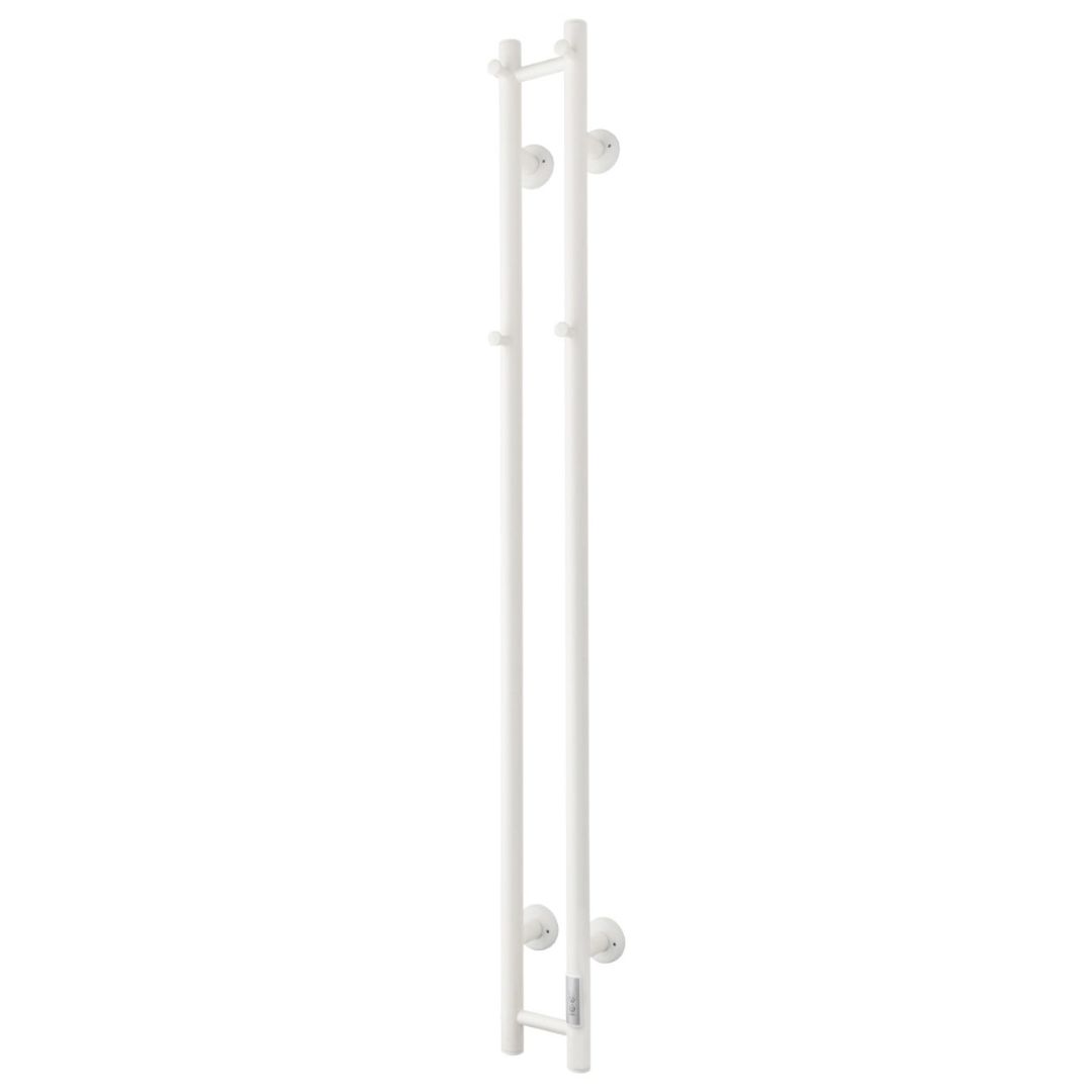 Handdukstork - 14x140 cm - för elektrisk anslutning, med termostat och timer, 2 vertikala rör - blank vit - ELDO 2