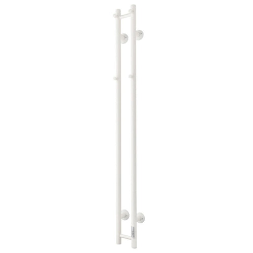 Handdukstork - 14x140 cm - för elektrisk anslutning, med termostat och timer, 2 vertikala rör - blank vit - ELDO 2
