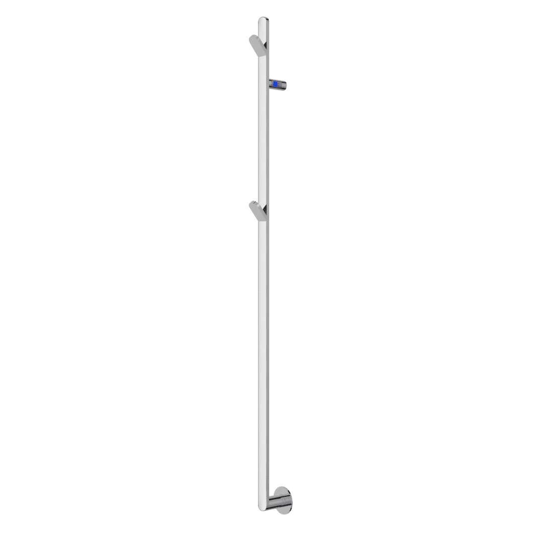 Handdukstork - 8,5x180 cm - för elektrisk anslutning, med termostat och timer, 1 vertikalt rör - borstad mässing - PLUS 1