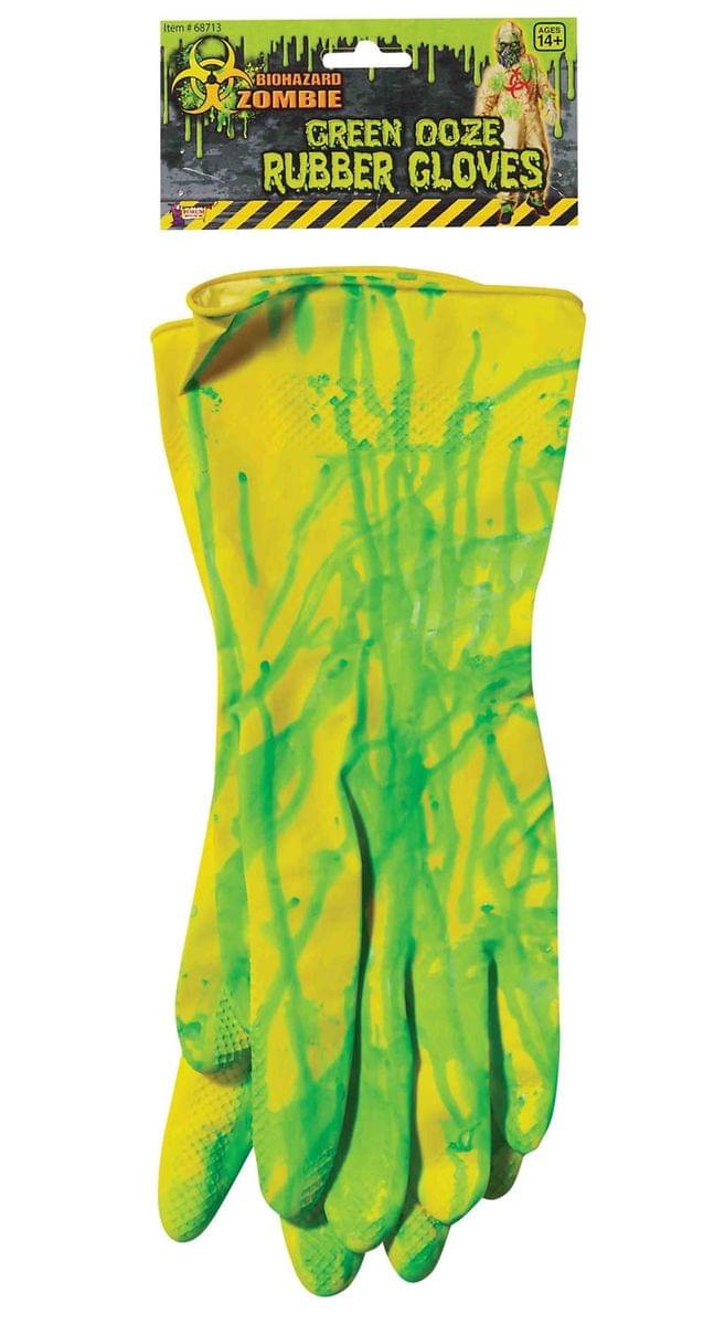 Biohazard Adult Costume Rubber Gloves With Ooze