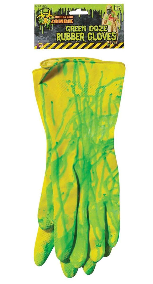 Biohazard Adult Costume Rubber Gloves With Ooze