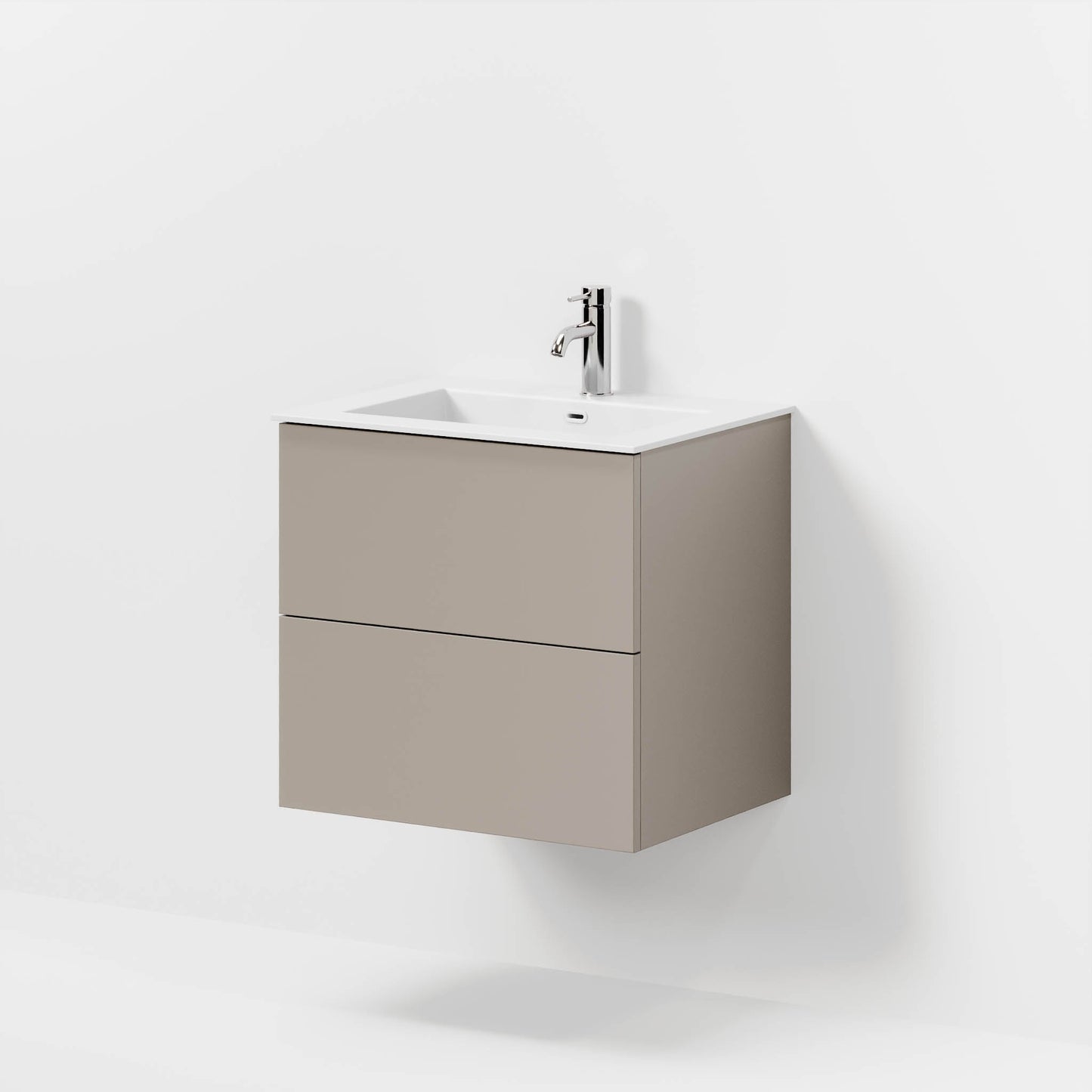 Badrumsmöbel med klassisk Fronter - 60x46x57 cm - Beige - tvättställ solid surface - Viborg