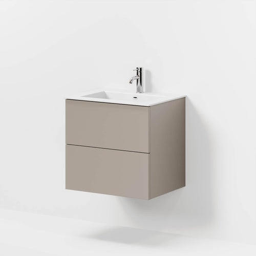 Badrumsmöbel med klassisk Fronter - 60x46x57 cm - Beige - tvättställ solid surface - Viborg
