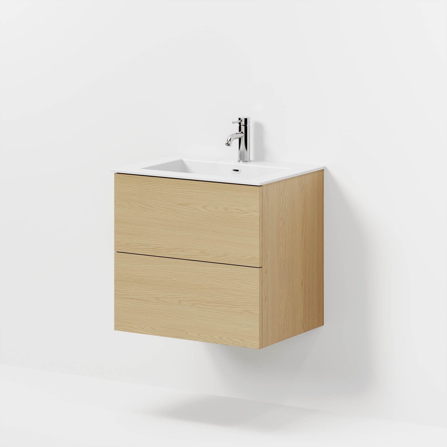 Badrumsmöbel med klassisk Fronter - 60x46x57 cm - ek - solid surface handfat - Viborg