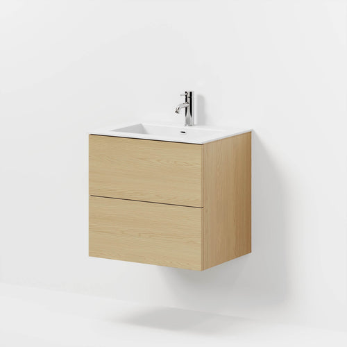 Badrumsmöbel med klassisk Fronter - 60x46x57 cm - ek - solid surface handfat - Viborg