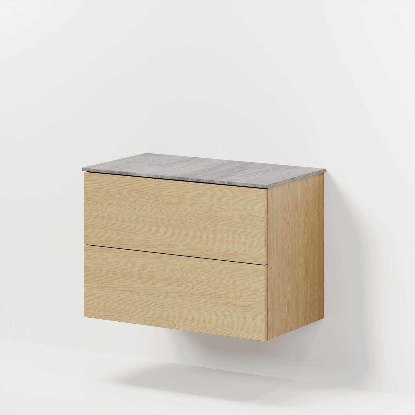 Badrumsmöbel med klassisk Fronter - 80x46x56 cm - ek - bänkskiva i melamin med betonglook - Vinderup