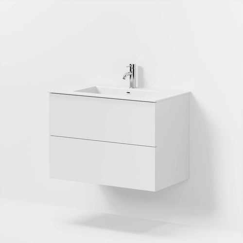 Badrumsmöbel med klassisk Fronter - 80x46x57 cm - matt vit - solid surface tvättställ - Viborg