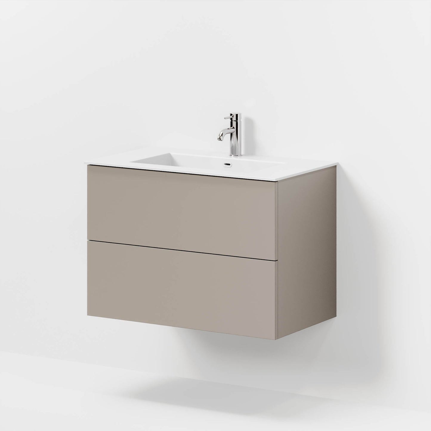 Badrumsmöbel med klassisk Fronter - 80x46x57 cm - Beige - tvättställ solid surface - Viborg