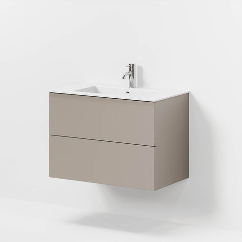 Badrumsmöbel med klassisk Fronter - 80x46x57 cm - Beige - tvättställ solid surface - Viborg