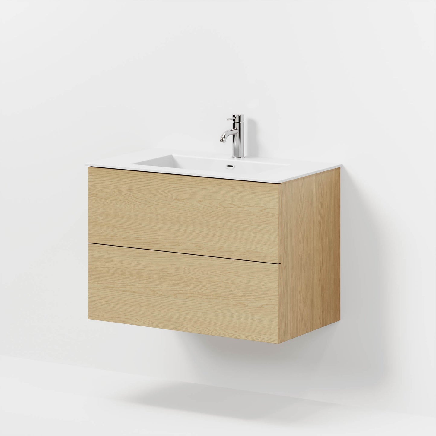 Badrumsmöbel med klassisk Fronter - 80x46x57 cm - ek - solid surface handfat - Viborg