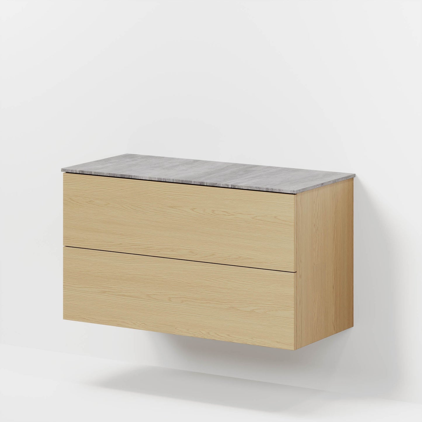 Badrumsmöbel med klassisk Fronter - 100x46x56 cm - ek - bänkskiva i melamin med betonglook - Vinderup