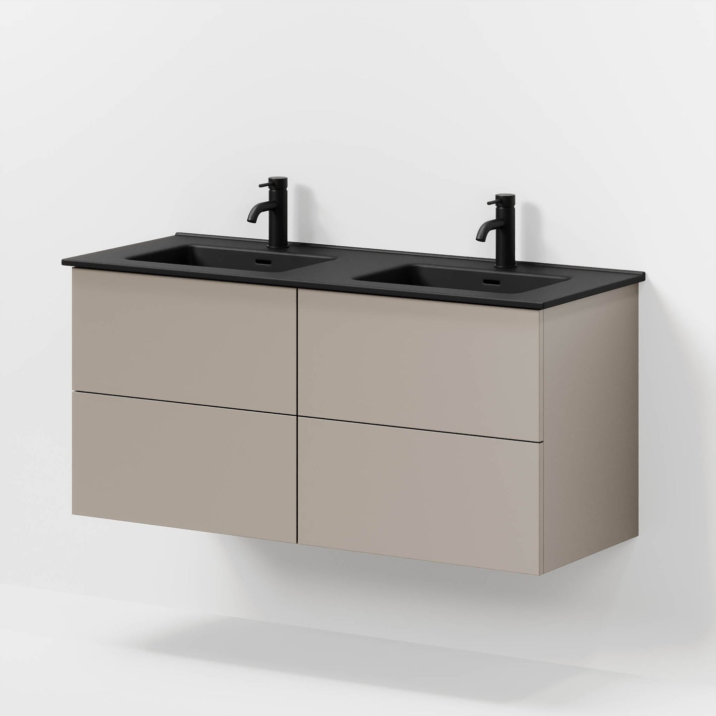 Badrumsmöbel med klassisk Fronter - 120x46x57 cm - Beige - Porslin dubbelt handfat - Vadum